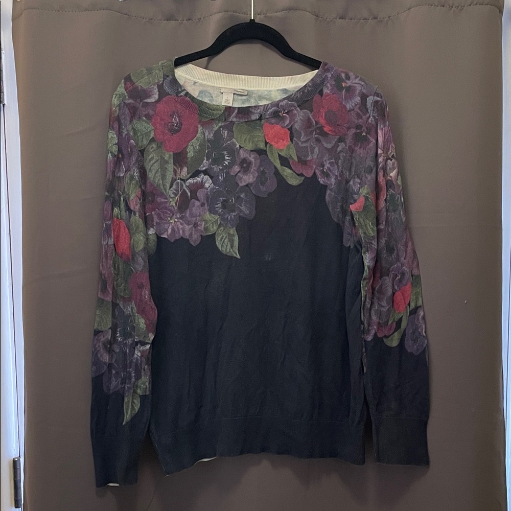 Halogen dark floral Knit Sweater